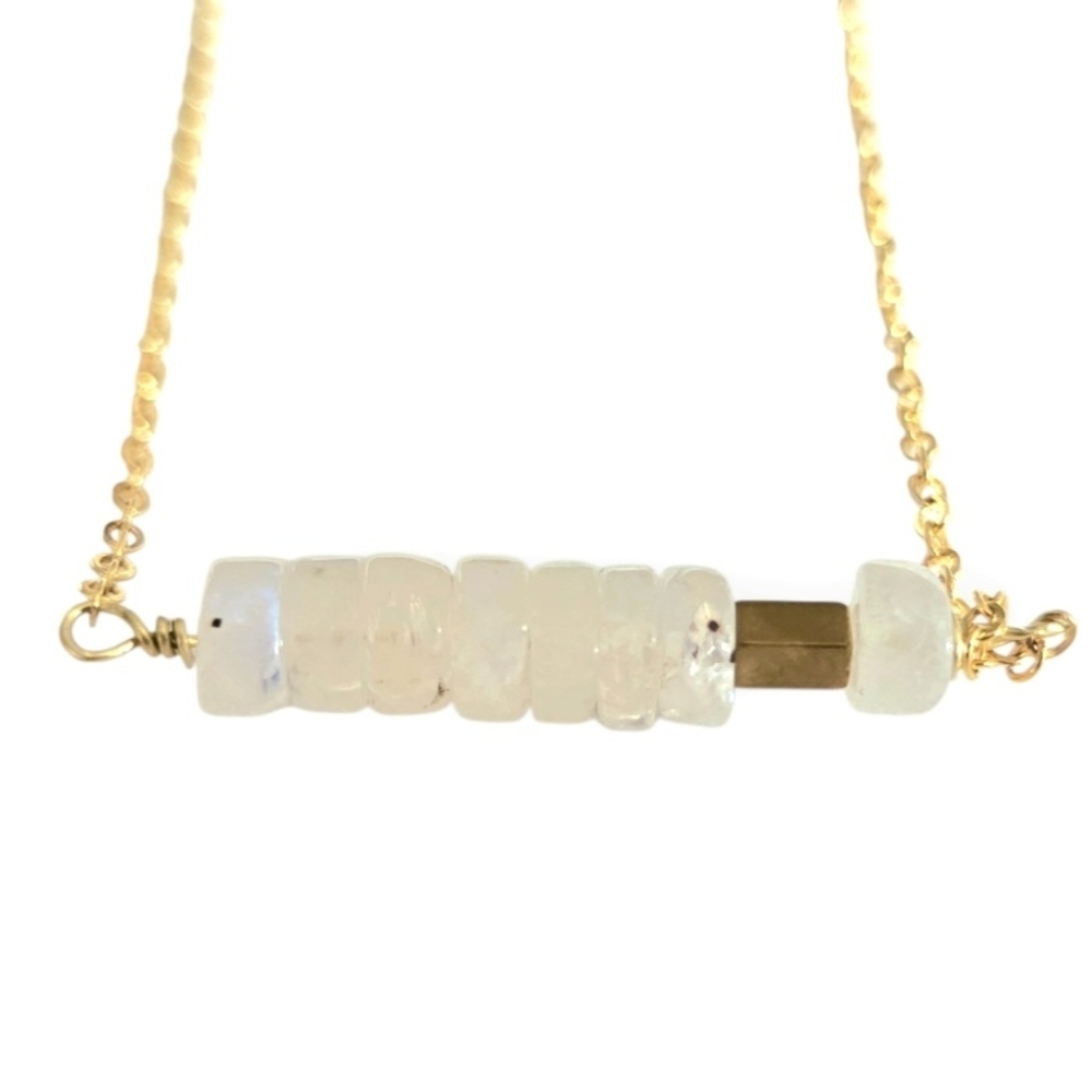 Rainbow MoonStone Heishi 16k Necklace